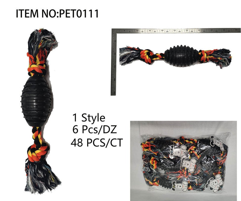 DOG TOY ROPE W BALL B