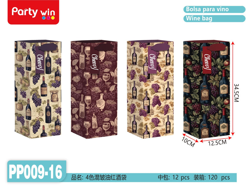 [MOT] PP009-16 4 MIXED COLORS WINE BAG 12.5*34.5*10 CM