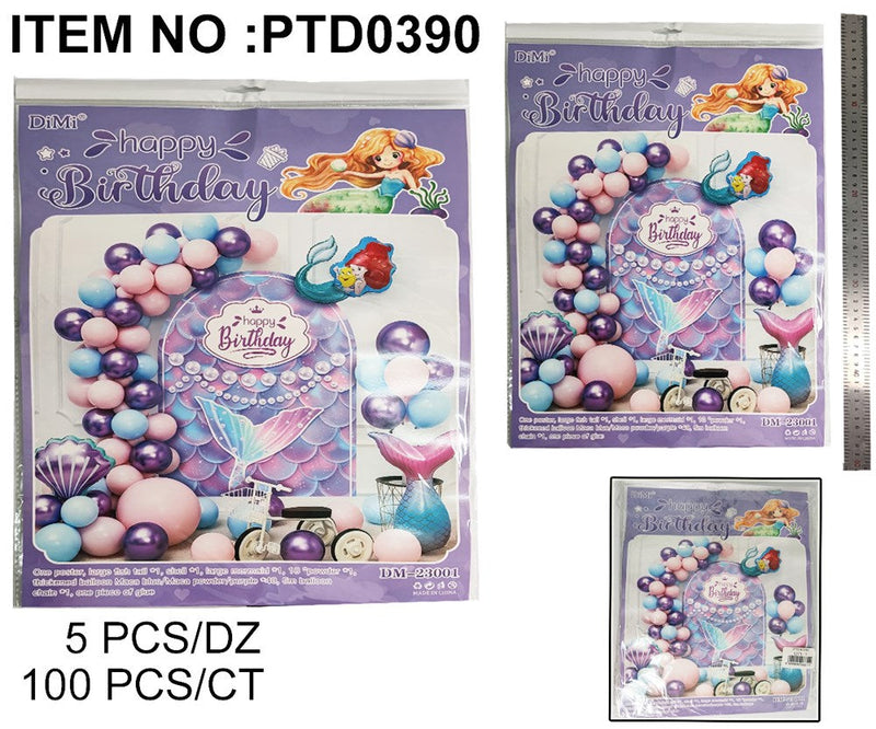 PURPLE MERMAID HAPPY BIRTHDAY BALLOON SET 47PCS