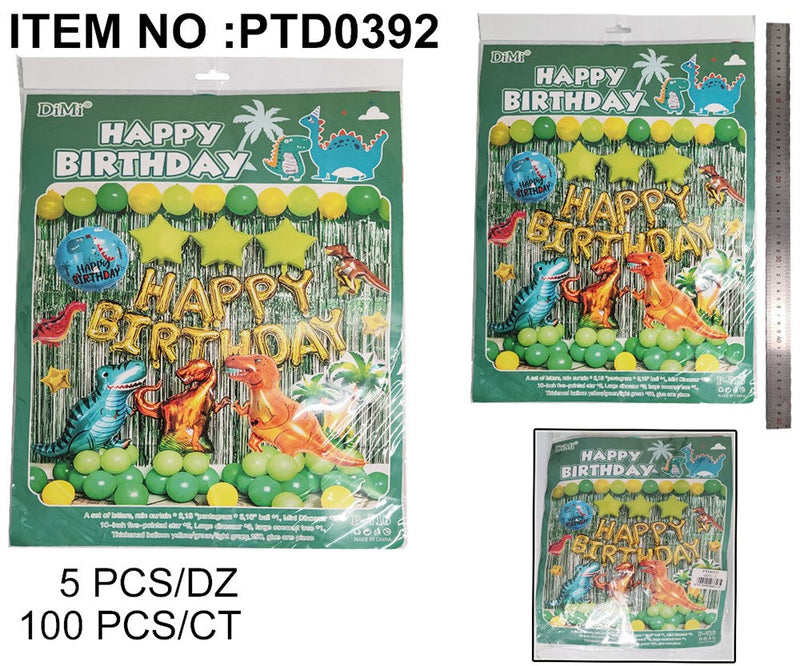 DINO HAPPY BIRTHDAY BALLOON SET 66PCS
