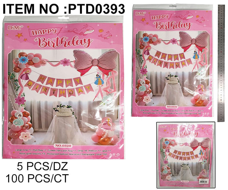 RIBBON HAPPY BIRTHDAY BALLOON SET 64PCS