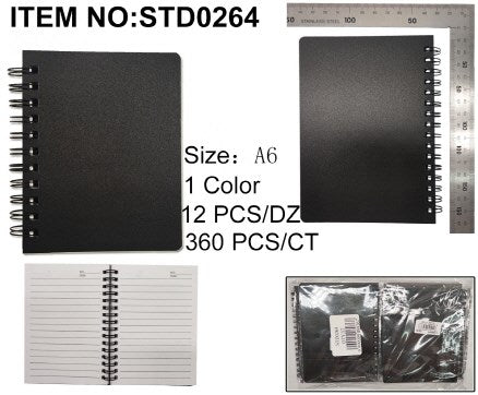 LINED NOTEBOOK A6 80 SHEET BLACK