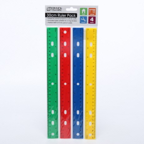 [SAS] 142286 PLASTIC RULER 30CM 4PK