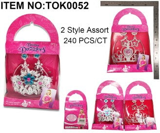 TIARA CROWN EARRINGS SET 2 ASST