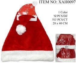 XMAS HAT SANTA PLUSH 28X40CM