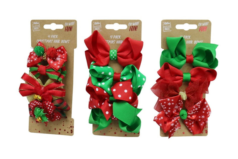 Hair Clip Ribbon Bows 4pk [UBL] XA6481