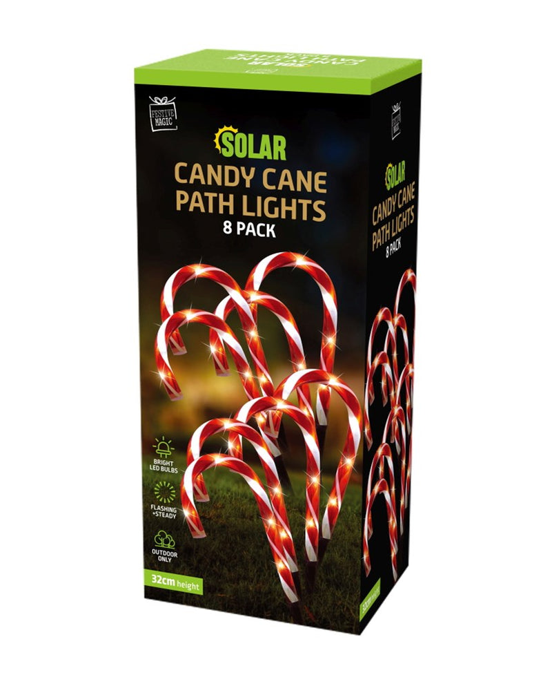 Solar Mini Candy Cane Path Lghts 8pk [UBL] XA8885