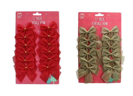 [UBL] XD3192 WOVEN MINI FABRIC BOW 12pk 6x8cm Asst