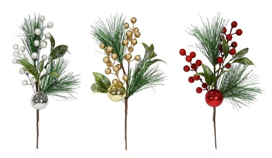 [UBL] XD3725 Snowy Pine Berry Bauble 35cm Asst