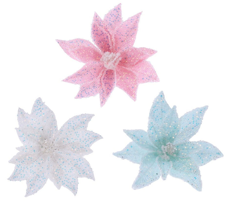 Iridescent Sequin Poinsettia Clip Asst [UBL] XD0000692
