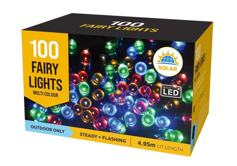 Solar LED Fairy Lights 100 Multi Colour [UBL] XL0001M