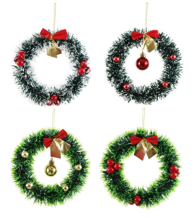 Tinsel Hanging Mini Wreath 16cm [UBL] XD0000242