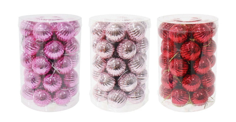 Baubles Ribbed Peppermint 3cm 34pk Asst [UBL] XD0000538
