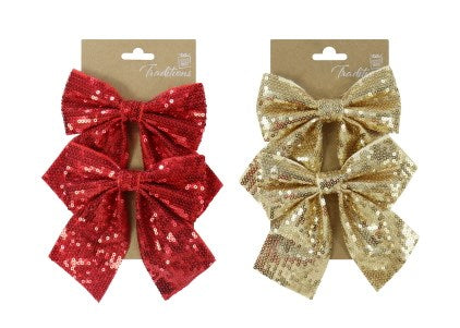[UBL] XD1914 XMAS SEQUINS MINI BOW 2pk MED Asst