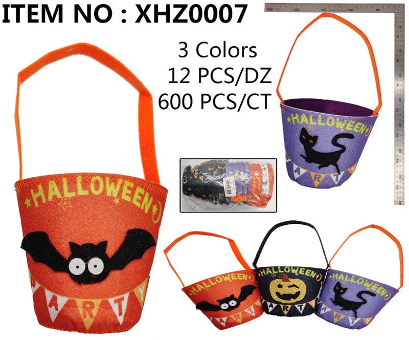 HWEEN PUMPKIN FELT BAG 15X12CM ASST